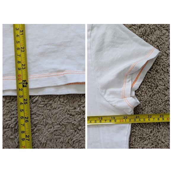 Y2K Old Navy Baby Tee Womens XXL White Orange Hibiscus Surf AceTheWave Skate - Picture 5 of 5